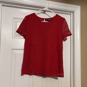 Liz Claiborne Women's Lace Top Red Size Small, Career Tops for Women, Sm Blouses